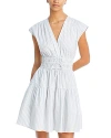 Derek Lam 10 Crosby Tora Ruched Drawstring Mini A-line Dress In White