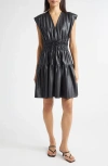 Derek Lam 10 Crosby Tora Faux Leather Fit & Flare Dress In Blue