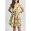 Derek Lam 10 Crosby Tora Floral Cotton Dress In Safari Multi