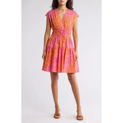 Derek Lam 10 Crosby Tora Floral Print Shirred Dress In Multi