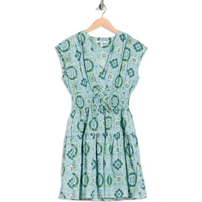 Derek Lam 10 Crosby Tora Floral Print Shirred Dress In Blue