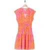 Derek Lam 10 Crosby Tora Floral Print Shirred Dress In Pink/marigold