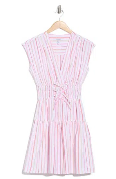 Derek Lam 10 Crosby Tora Pinstripe Sleeveless Fit & Flare Dress In Pink