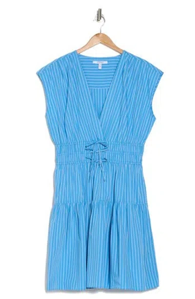 Derek Lam 10 Crosby Tora Pinstripe Sleeveless Fit & Flare Dress In Azure/white