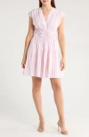 Derek Lam 10 Crosby Tora Pinstripe Sleeveless Fit & Flare Dress In Pink
