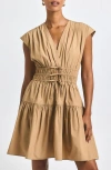 Derek Lam 10 Crosby Tora Poplin Minidress In Brown