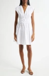 Derek Lam 10 Crosby Tora Shirred Waist Cotton Dress In White