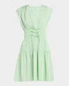 Derek Lam 10 Crosby Tora Stripe Pintuck Mini Dress In Green