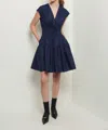 Derek Lam 10 Crosby Tora V-neck Mini Dress In Blue