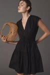 Derek Lam 10 Crosby Tora V-neck Mini Dress In Black