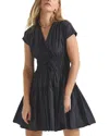 Derek Lam 10 Crosby Tora Shirred Waist Cotton Dress In Black