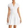 Derek Lam 10 Crosby Tora Ruched Drawstring Mini A-line Dress In White