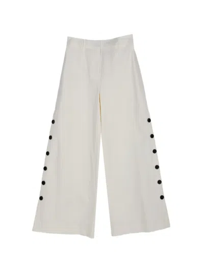 Derek Lam 10 Crosby Tova Button-detail Wide-leg Trousers In White