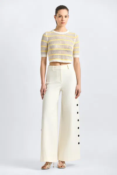 Derek Lam 10 Crosby Tova Button Wide Leg Pants In White