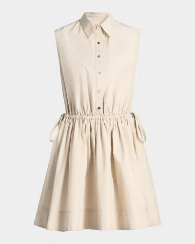 Derek Lam 10 Crosby Tristan Cotton Poplin Drawstring Minidress In Transparent