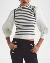 Derek Lam 10 Crosby Tirza Mixed Media Sweater In Blanc De Blanc Multi