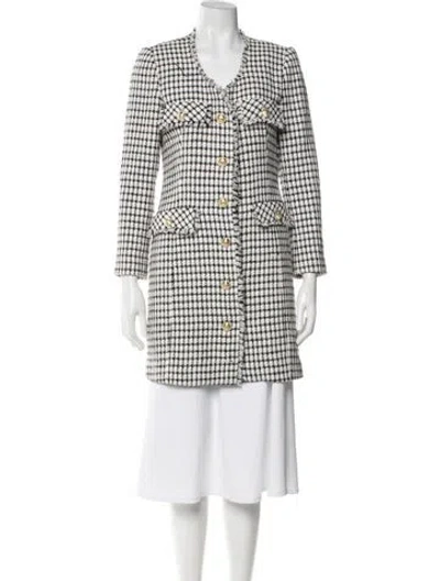 Pre-owned Derek Lam 10 Crosby Tweed Pattern Coat In Black