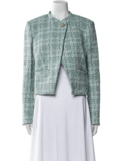 Pre-owned Derek Lam 10 Crosby Tweed Pattern Evening Jacket In Green