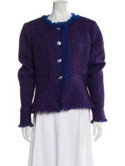 Pre-owned Derek Lam 10 Crosby Tweed Pattern Evening Jacket In Purple