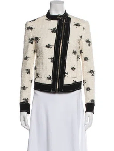 Pre-owned Derek Lam 10 Crosby Tweed Pattern Evening Jacket In White