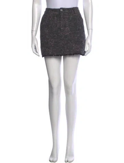 Pre-owned Derek Lam 10 Crosby Tweed Pattern Mini Skirt In Gray