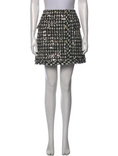 Pre-owned Derek Lam 10 Crosby Tweed Pattern Mini Skirt In White