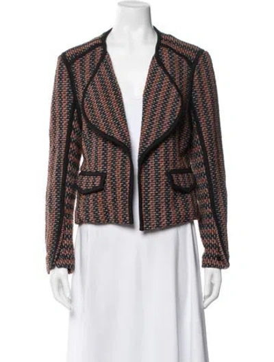 Pre-owned Derek Lam 10 Crosby Tweed Pattern Open Front Sweater In Orange