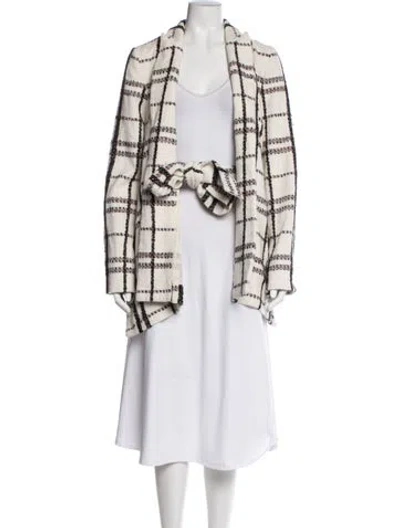 Pre-owned Derek Lam 10 Crosby Tweed Plaid Print Coat In Neutral