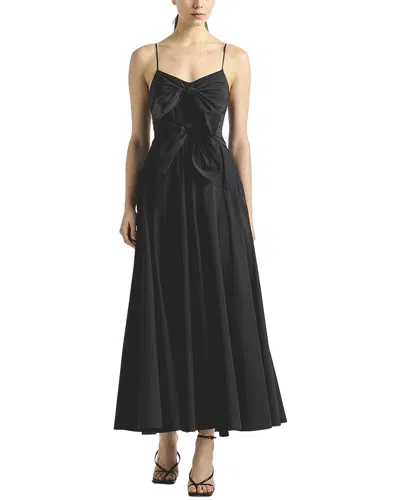 Derek Lam 10 Crosby Unity Tie Front Poplin Dress In Black