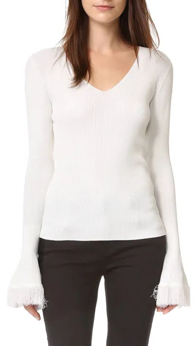Derek Lam 10 Crosby V-neck Ribbed Sweater In White