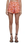 Derek Lam 10 Crosby Vadella High Waist Shorts In Orange/rose