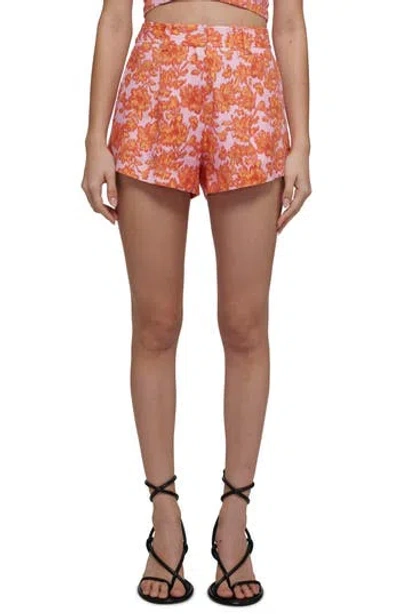 Derek Lam 10 Crosby Vadella High Waist Shorts In Orange/rose