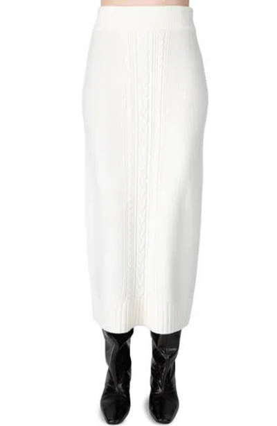 Derek Lam 10 Crosby Valentin Cable Stitch Wool Skirt In White