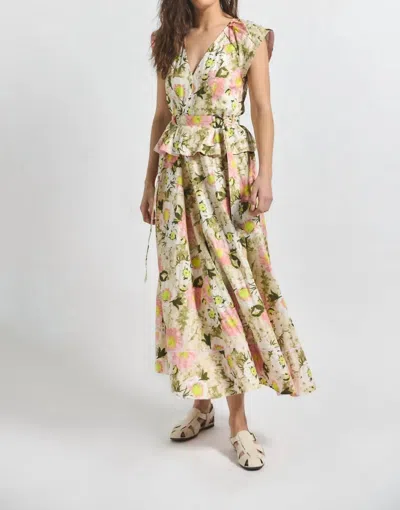 Derek Lam 10 Crosby Victoria Belted Maxi Dress In Safari Multi