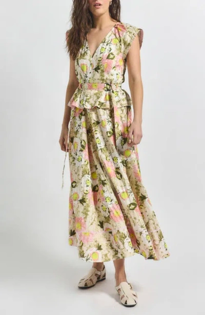 Derek Lam 10 Crosby Victoria Floral Cotton Maxi Dress In Safari Multi