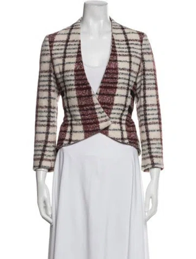 Pre-owned Derek Lam 10 Crosby Virgin Wool Plaid Print Jacket In Red