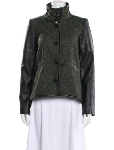 Pre-owned Derek Lam 10 Crosby Virgin Wool Tweed Pattern Jacket In Multi
