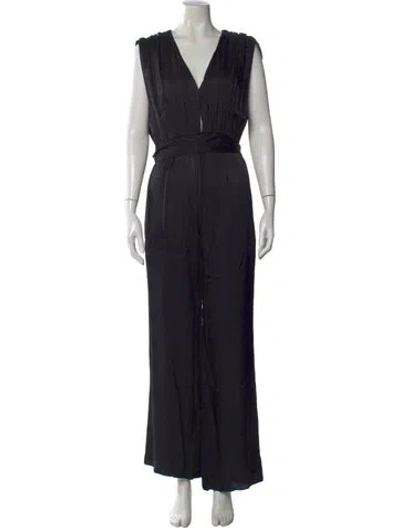 Pre-owned Derek Lam 10 Crosby V-neck Jumpsuit In Black