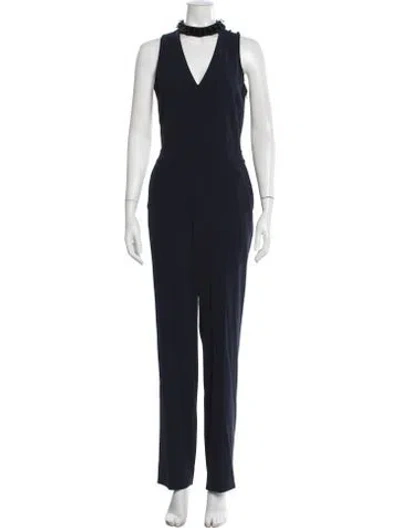 Pre-owned Derek Lam 10 Crosby V-neck Jumpsuit In Blue