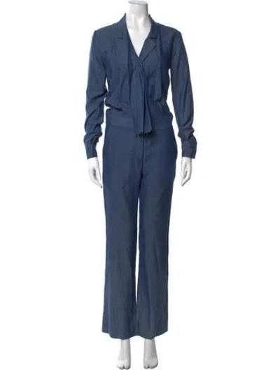 Pre-owned Derek Lam 10 Crosby V-neck Jumpsuit In Blue