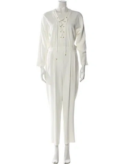 Pre-owned Derek Lam 10 Crosby V-neck Jumpsuit In Neutral