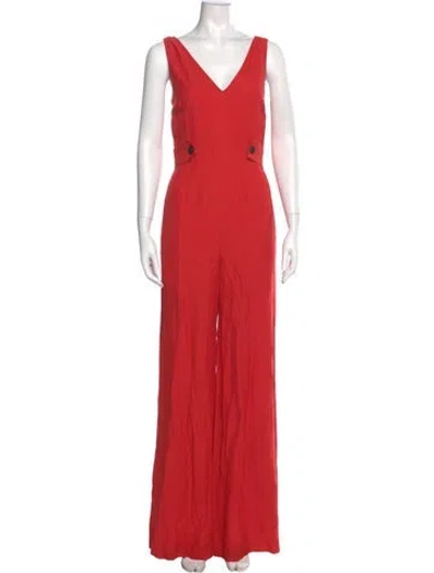 Pre-owned Derek Lam 10 Crosby V-neck Jumpsuit In Orange