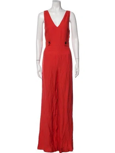 Pre-owned Derek Lam 10 Crosby V-neck Jumpsuit In Red