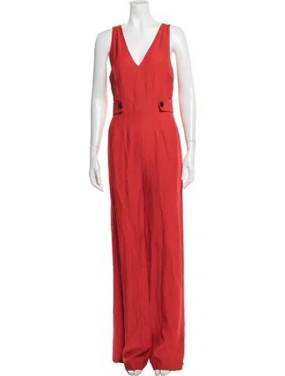 Pre-owned Derek Lam 10 Crosby V-neck Jumpsuit W/ Tags In Red