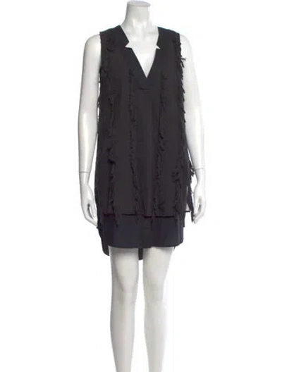 Pre-owned Derek Lam 10 Crosby V-neck Knee-length Dress In Black