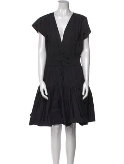 Pre-owned Derek Lam 10 Crosby V-neck Knee-length Dress In Black