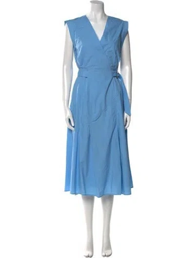 Pre-owned Derek Lam 10 Crosby V-neck Long Dress In Blue
