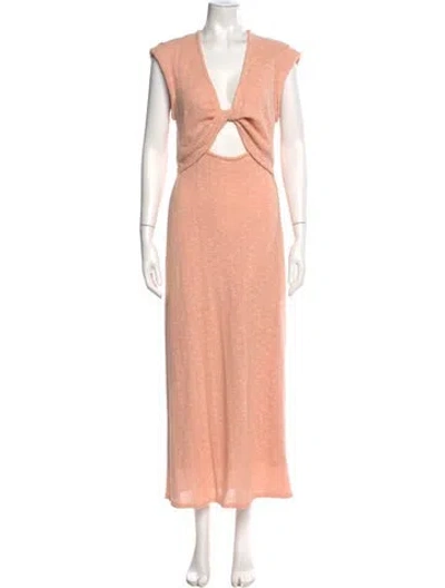 Pre-owned Derek Lam 10 Crosby V-neck Long Dress In Orange