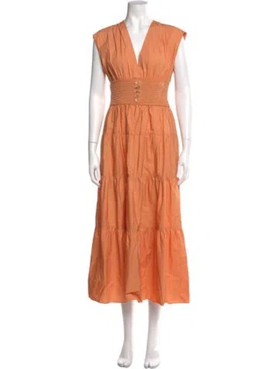 Pre-owned Derek Lam 10 Crosby V-neck Long Dress In Orange