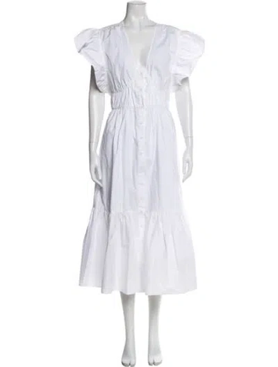Pre-owned Derek Lam 10 Crosby V-neck Long Dress In White